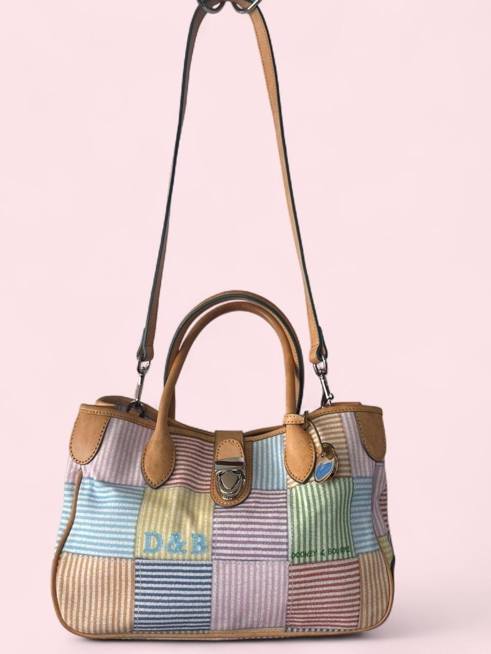 Dooney & Bourke Patchwork
Pastel Stripe Satchel/Shoulder Bag.